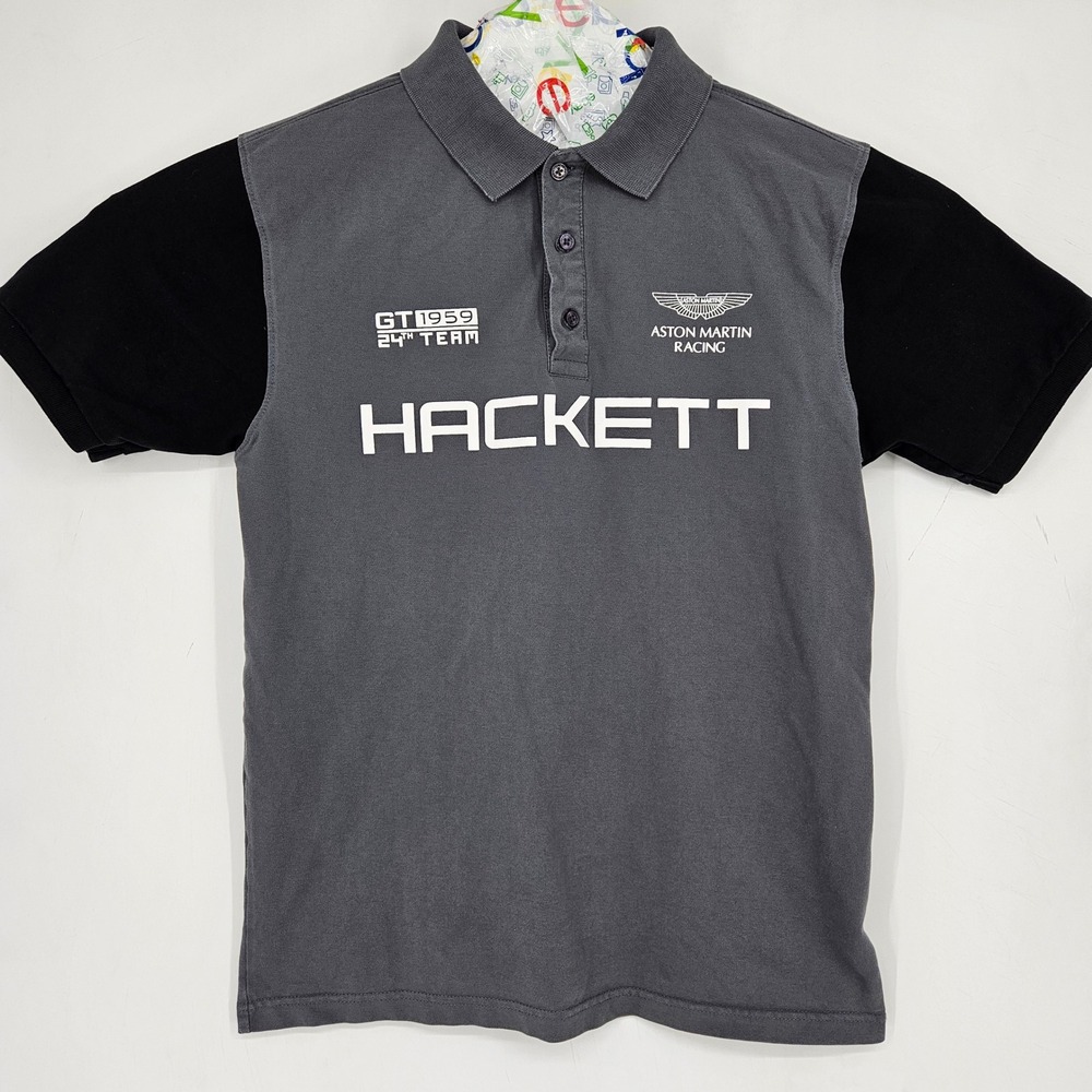 Aston Martin Hackett Polo Shirt Mens XL Gray Racing Casual Short Sleeve
